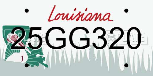 25GG320 Louisiana License Plate