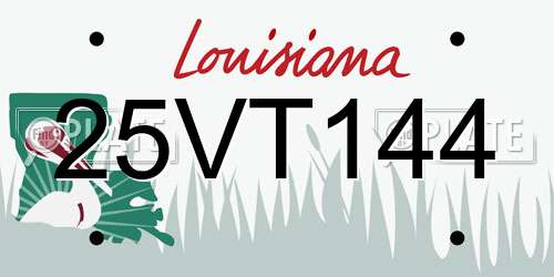 25VT144 Louisiana License Plate