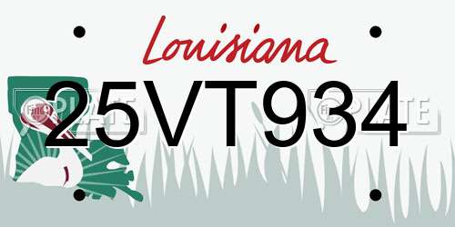25VT934 Louisiana License Plate