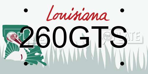 260GTS Louisiana License Plate