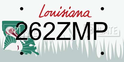 262ZMP Louisiana License Plate