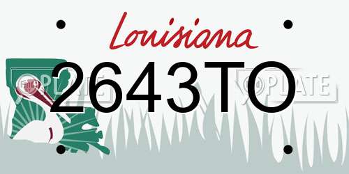2643TO Louisiana License Plate