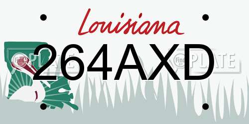 264AXD Louisiana License Plate