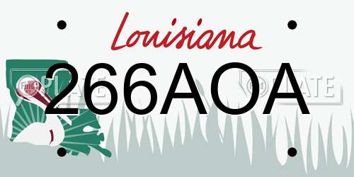 266AOA Louisiana License Plate