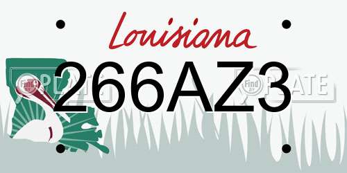 266AZ3 Louisiana License Plate