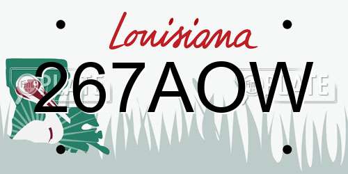 267AOW Louisiana License Plate