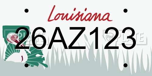 26AZ123 Louisiana License Plate