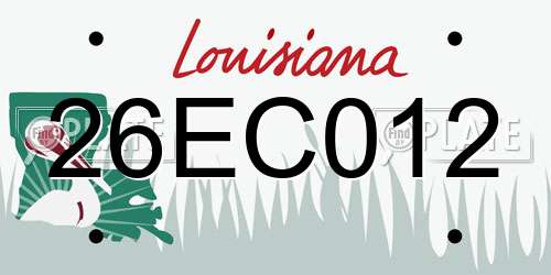 26EC012 Louisiana License Plate
