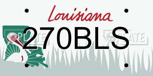 270BLS Louisiana License Plate