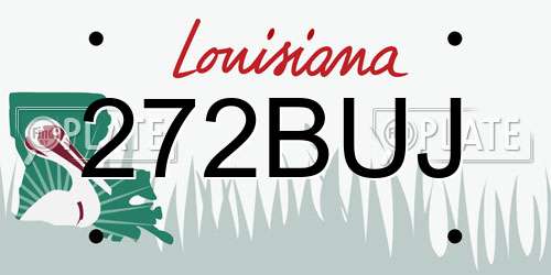 272BUJ Louisiana License Plate