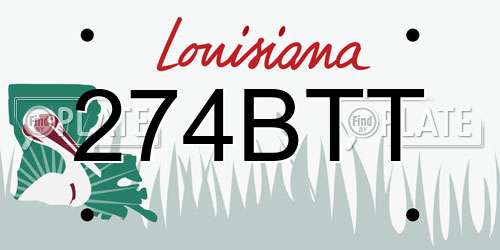 274BTT Louisiana License Plate