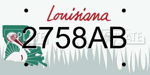 2758AB Louisiana License Plate
