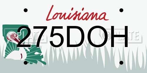 275DOH Louisiana License Plate