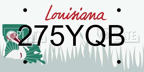 275YQB Louisiana License Plate
