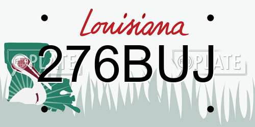 276BUJ Louisiana License Plate