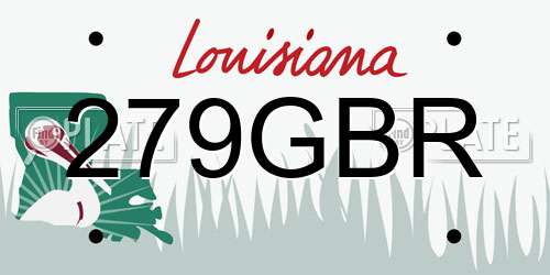 279GBR Louisiana License Plate