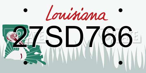27SD766 Louisiana License Plate