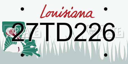 27TD226 Louisiana License Plate