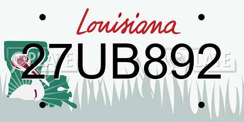 27UB892 Louisiana License Plate