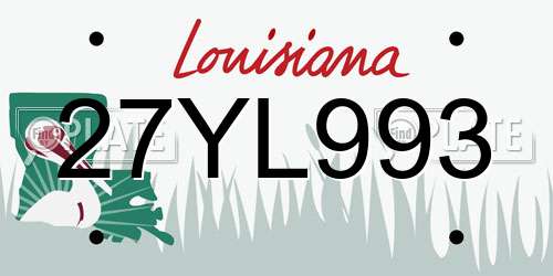 27YL993 Louisiana License Plate