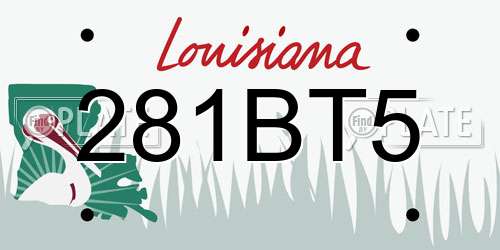 281BT5 Louisiana License Plate
