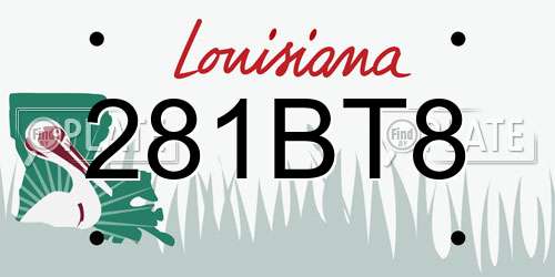 281BT8 Louisiana License Plate