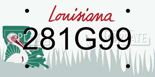 281G99 Louisiana License Plate