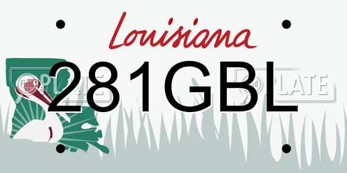 281GBL Louisiana License Plate