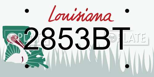 2853BT Louisiana License Plate