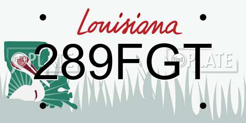 289FGT Louisiana License Plate