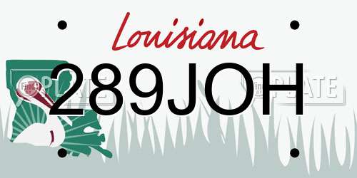 289JOH Louisiana License Plate