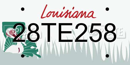 28TE258 Louisiana License Plate