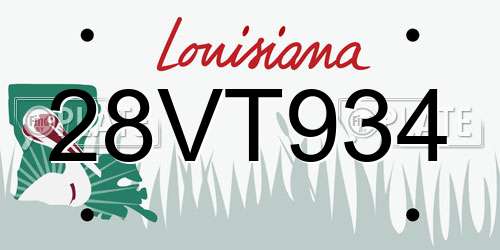 28VT934 Louisiana License Plate