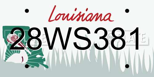 28WS381 Louisiana License Plate