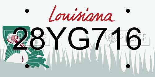 28YG716 Louisiana License Plate