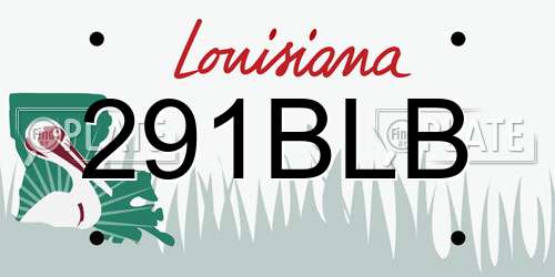 291BLB Louisiana License Plate