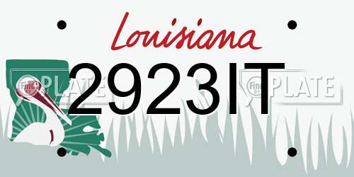 2923IT Louisiana License Plate