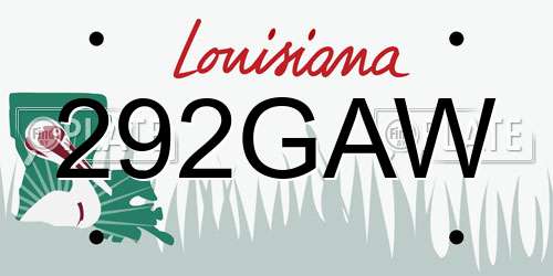 292GAW Louisiana License Plate