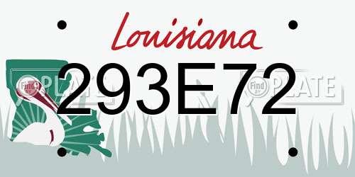 293E72 Louisiana License Plate