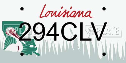 294CLV Louisiana License Plate