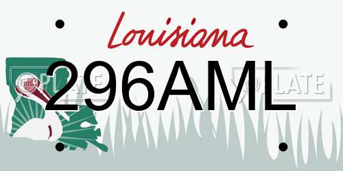 296AML Louisiana License Plate