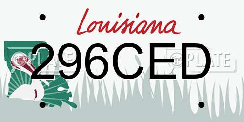 296CED Louisiana License Plate