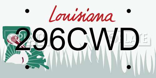296CWD Louisiana License Plate