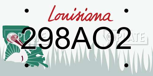 298AO2 Louisiana License Plate