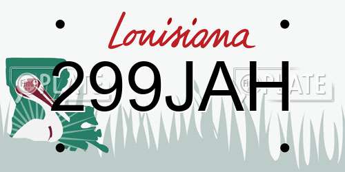 299JAH Louisiana License Plate