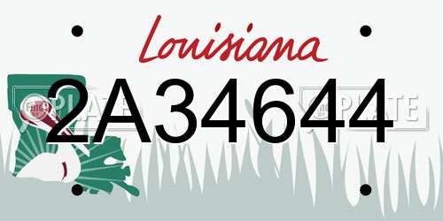 2A34644 Louisiana License Plate