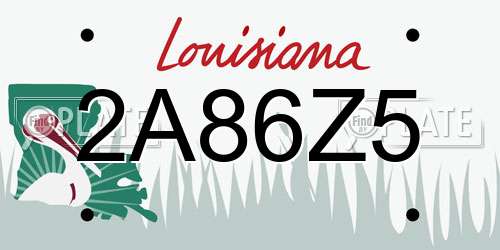 2A86Z5 Louisiana License Plate