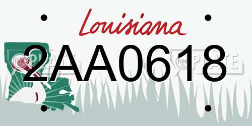 2AA0618 Louisiana License Plate