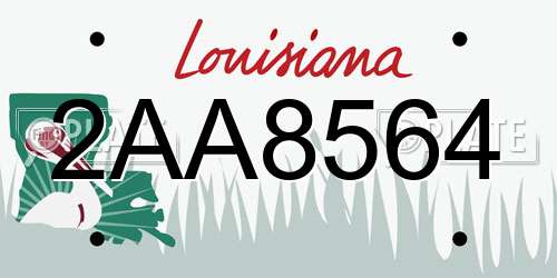2AA8564 Louisiana License Plate