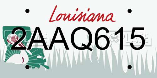 2AAQ615 Louisiana License Plate